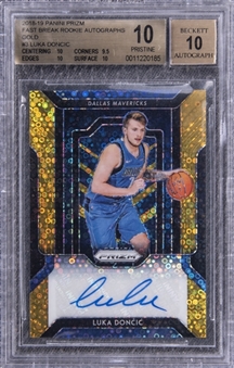 2018-19 Panini Gold Prizm Fast Break Rookie Autograph #3 Luka Doncic Signed Rookie Card (#07/10) - BGS PRISTINE 10/BGS 10